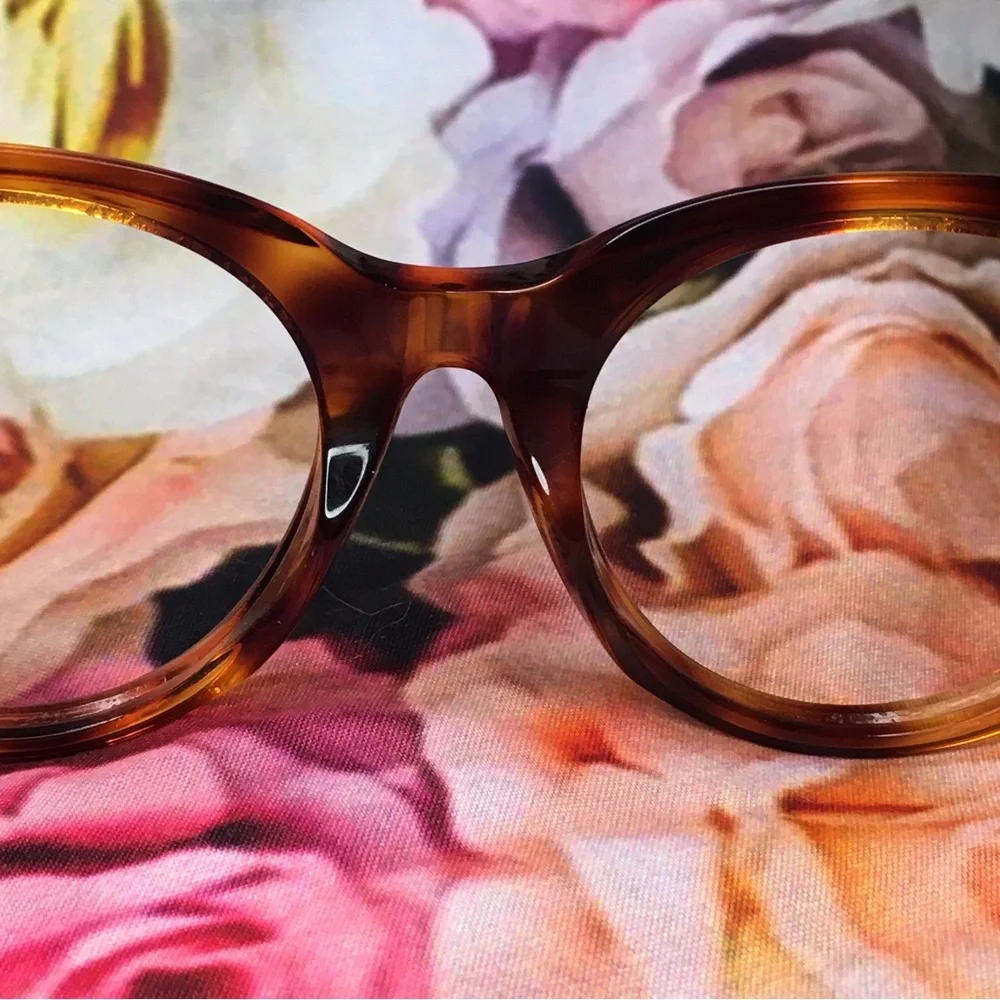 CELINE Two dots round Orange & Black tortoise acetate frames CL41461 F 086 145